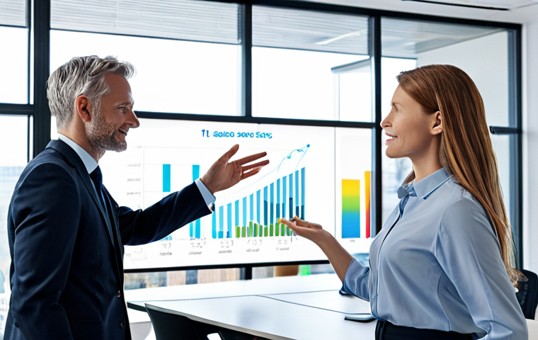 **Prompt:** A confident, modern tax advisor and a Dutch entrepreneur standing in a contemporary, sunlit office. They are looking at a transparent, holographic display showing sophisticated financial analytics, predictive models, and future tax scenarios. The advisor, with a warm, reassuring expression, gestures towards a clear, optimal path on the display, symbolizing proactive strategy, financial clarity, and long-term partnership. The scene conveys trust, innovation, and a sense of future-proof security. High detail, professional photography style, optimistic lighting. --ar 16:9 --v