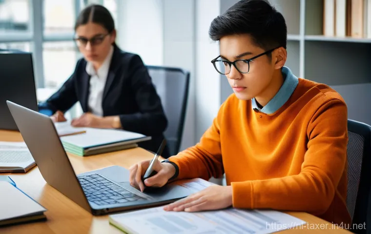 세무사 모의고사 활용 전략 - **Prompt:** A determined young adult, perhaps a university student or recent graduate, intensely foc...