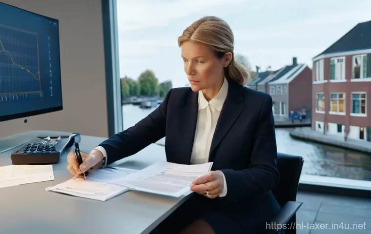 세무사와 상속세 분쟁 해결 - **The Complex Inheritance Discussion**
    A detailed, realistic image featuring a middle-aged Dutch...