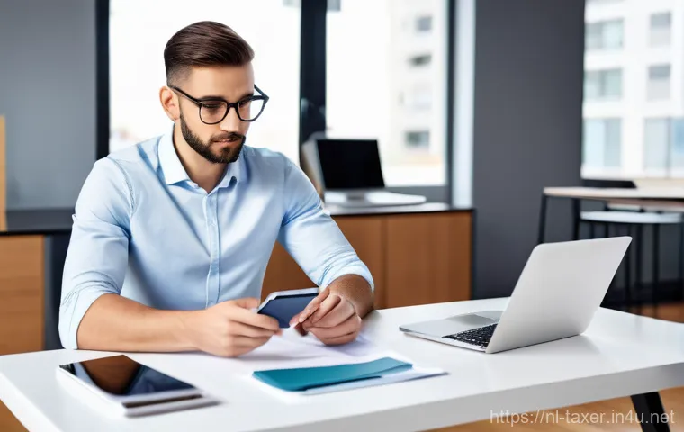 세무사와 법인 등록 절차 - A warm and professional scene depicting a male or female entrepreneur, around 35-45 years old, engag...