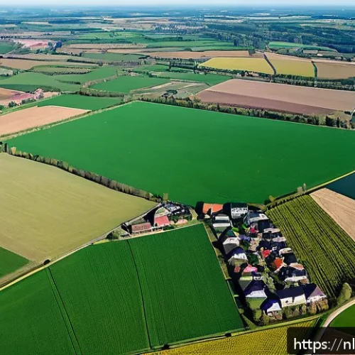 Home 33 세무사와 토지 세금 문제 해결 - A detailed aerial view of diverse land parcels in a Dutch rural landscape, showing clear distinction...