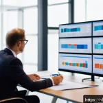 Home 19 세무사와 법적 세무 지원 - A professional Dutch tax advisor sitting at a modern office desk with multiple digital screens showi...